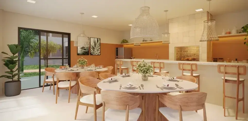 sal o de festas gourmet — perspectiva ilustrativa do Barra Home Resort