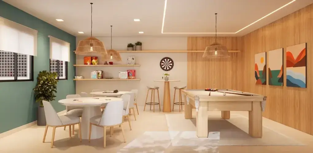 sala de jogos — perspectiva ilustrativa do Barra Home Resort