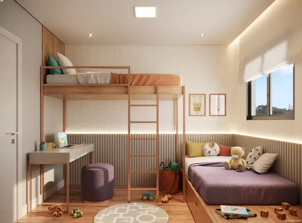 Quarto infantil de um apartamento do MEO Neoville