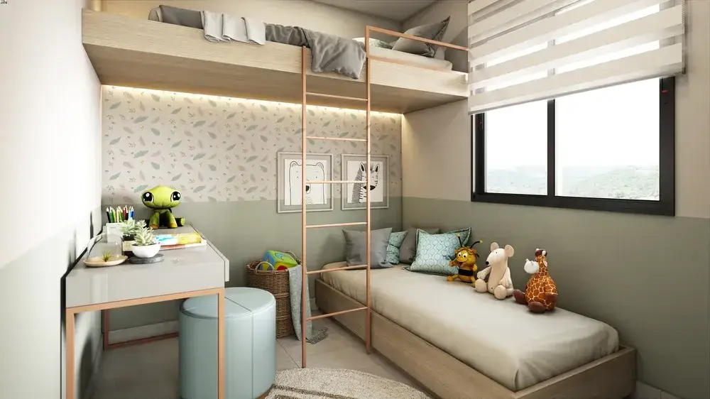Quarto infantil de um apartamento do Porto Aurora
