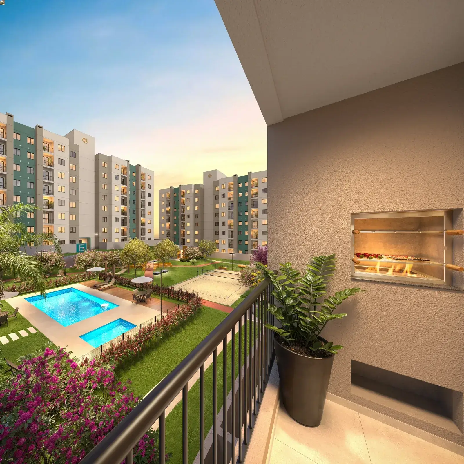 Sacada de um apartamento do VEGA Costa e Silva