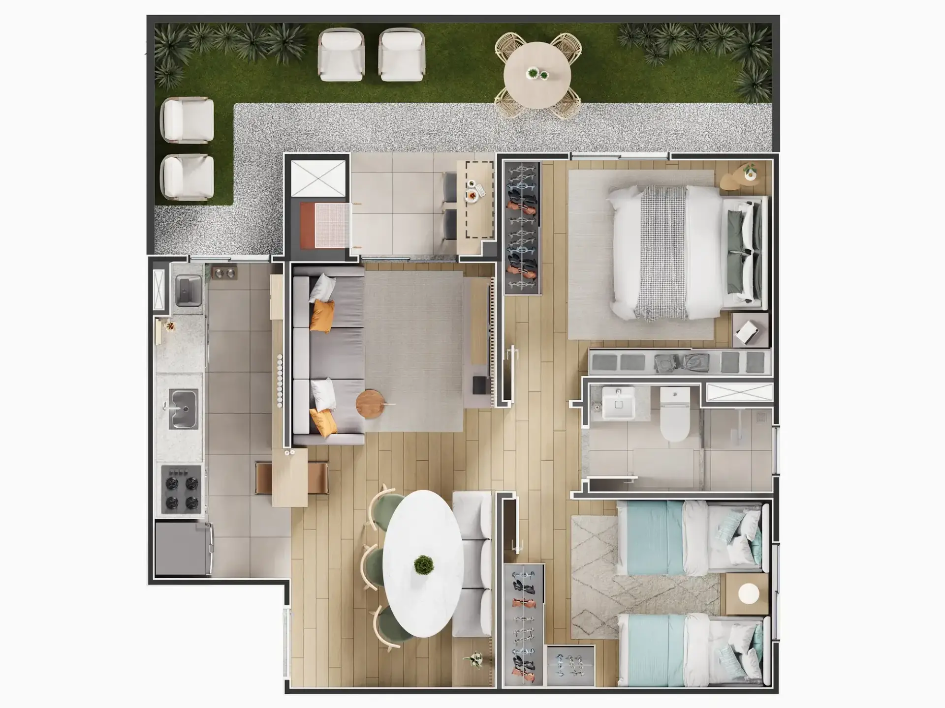 Planta do apartamento tipo B do VEGA Jaraguá