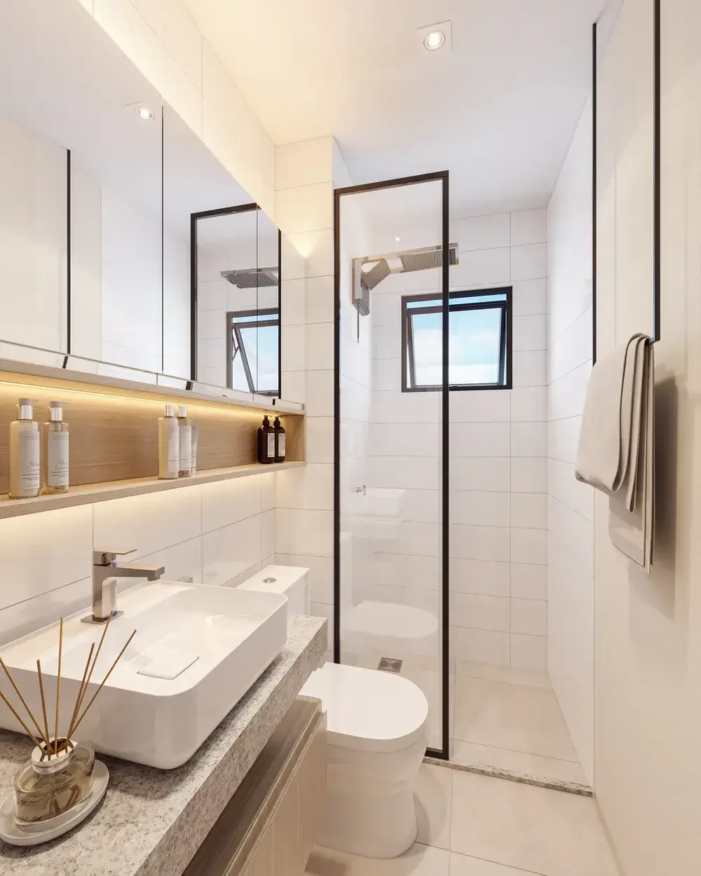 Banheiro de um apartamento do VEGA Neoville